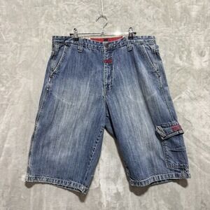 Vintage Girbaud Cargo Jean Shorts Mens 34 Blue Denim 100% Cotton Relaxed Fit